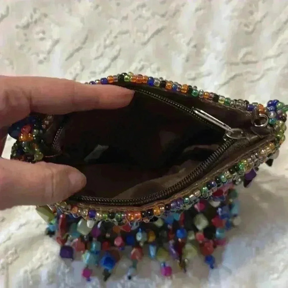 La Viola Vintage Multi-Colored Beaded Evening Shoulder Purse - Picture 6 of 7